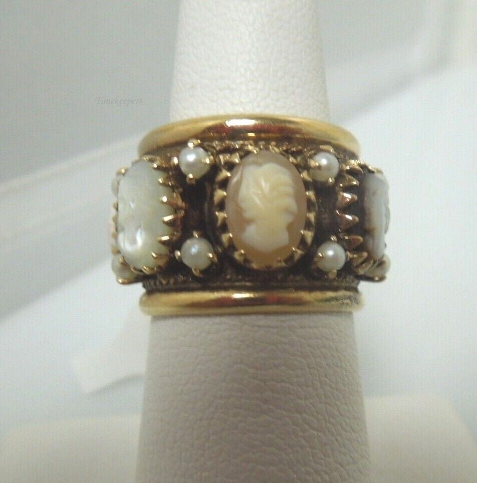 r510 (14kt) Yellow Gold 7 Cameo heavy Ring Size 6.5(USA) Signed 13.1g