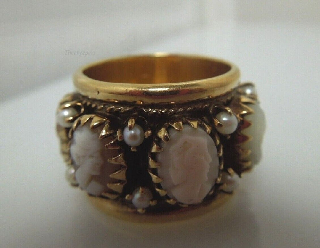 r510 (14kt) Yellow Gold 7 Cameo heavy Ring Size 6.5(USA) Signed 13.1g