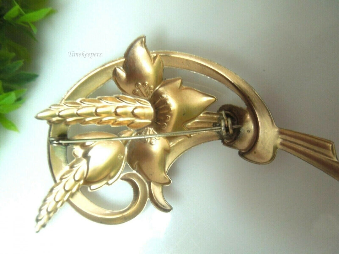 q490 Sterling Silver Brooch Art Deco Stylized stalk Flowers Signed SB Silver Bros