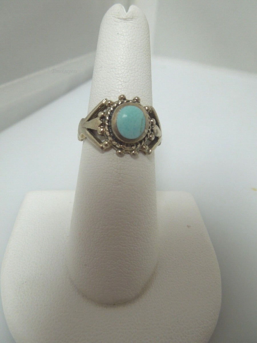 r458 Sterling Silver 925 Turquoise Ring Size 6.75(USA) Signed 4g