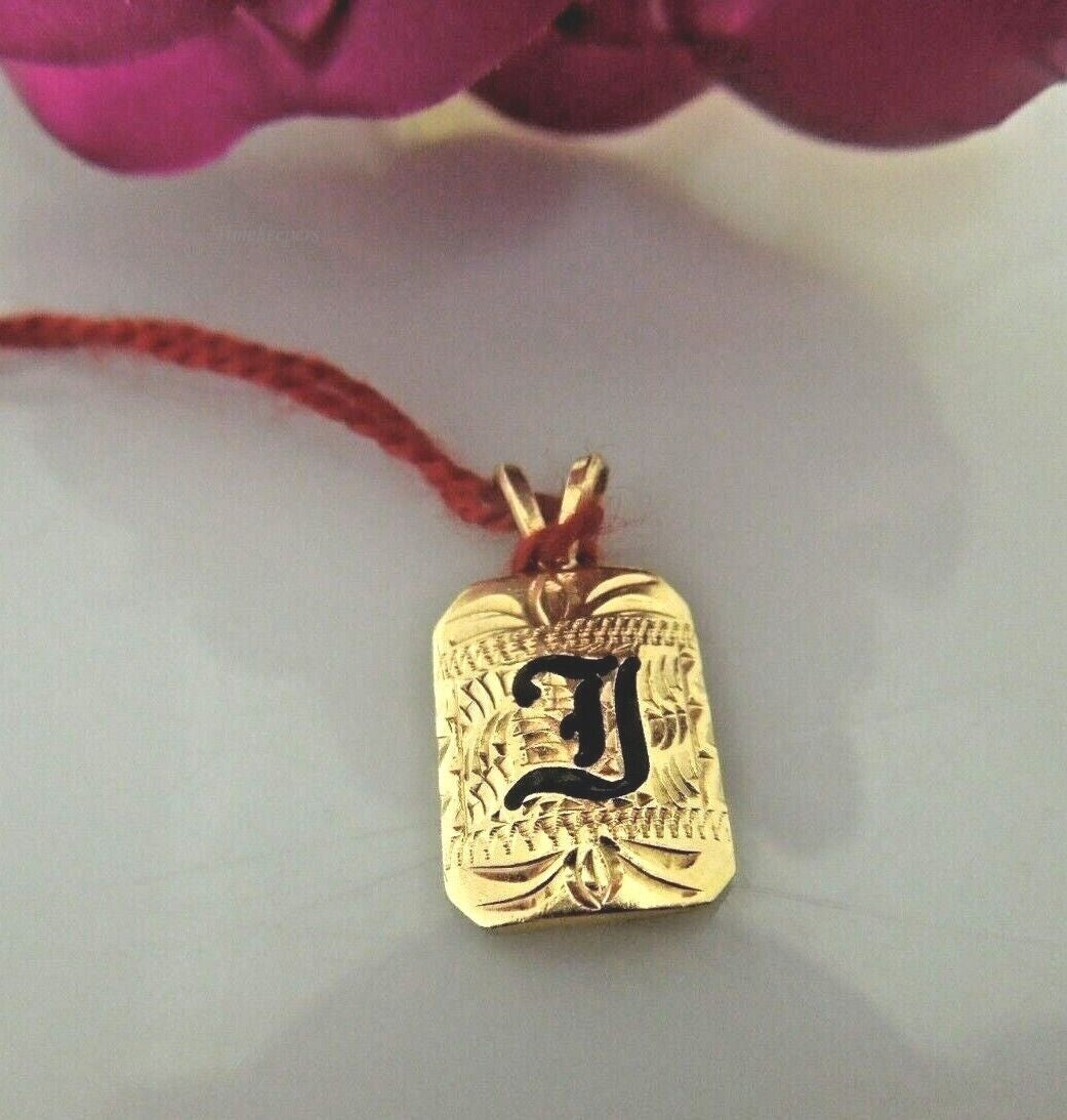 r740 14kt Yellow Gold Old English Initial (I) Pendant Charm Signed 