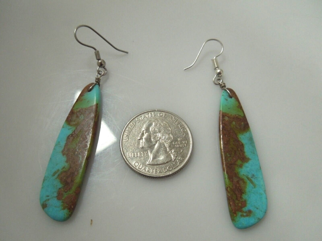 r527 Silver plated Turquoise Dangle And Drop earrings