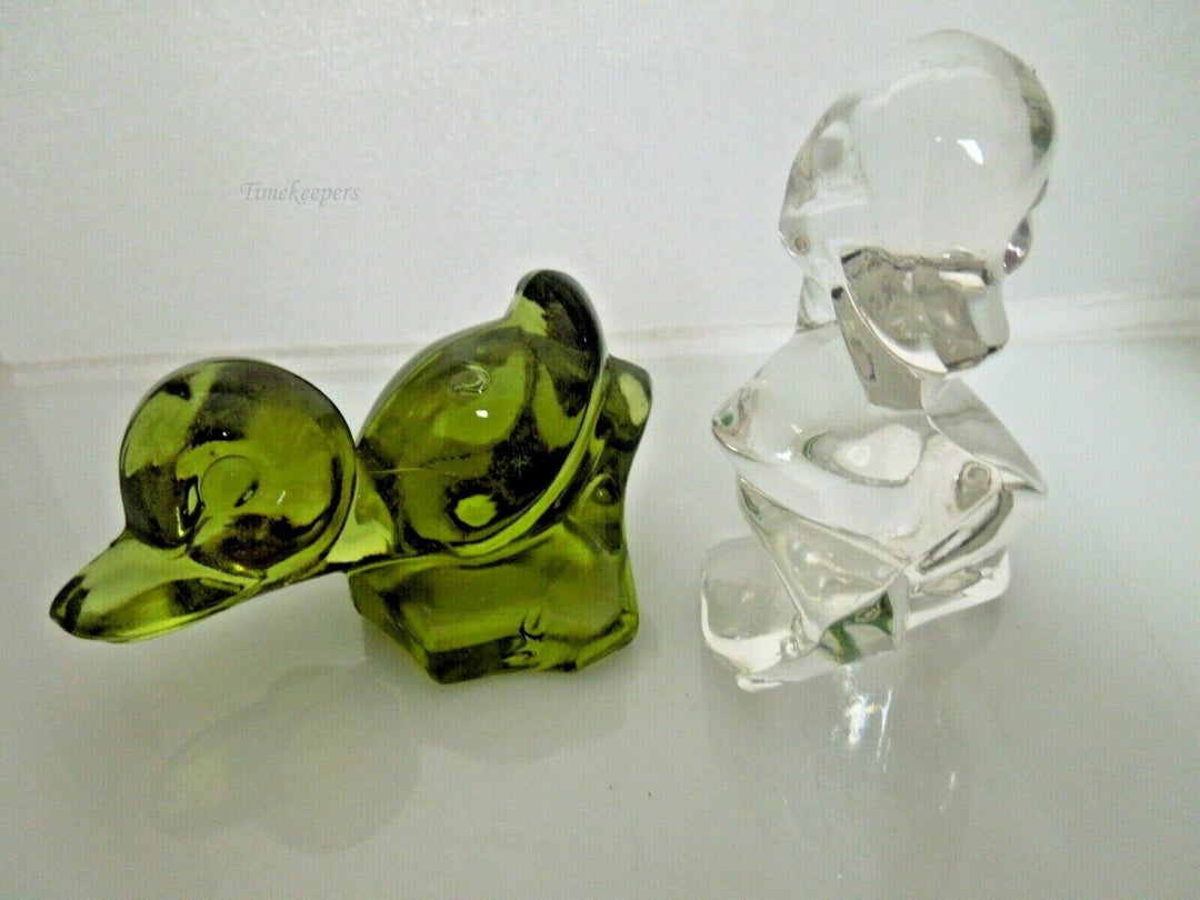 r566 Set of 2 Crystal Duck Paperweight Vintage Cute