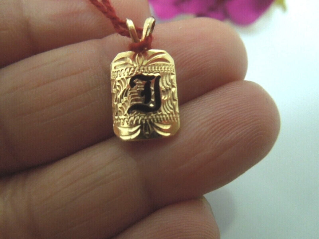 r740 14kt Yellow Gold Old English Initial (I) Pendant Charm Signed 