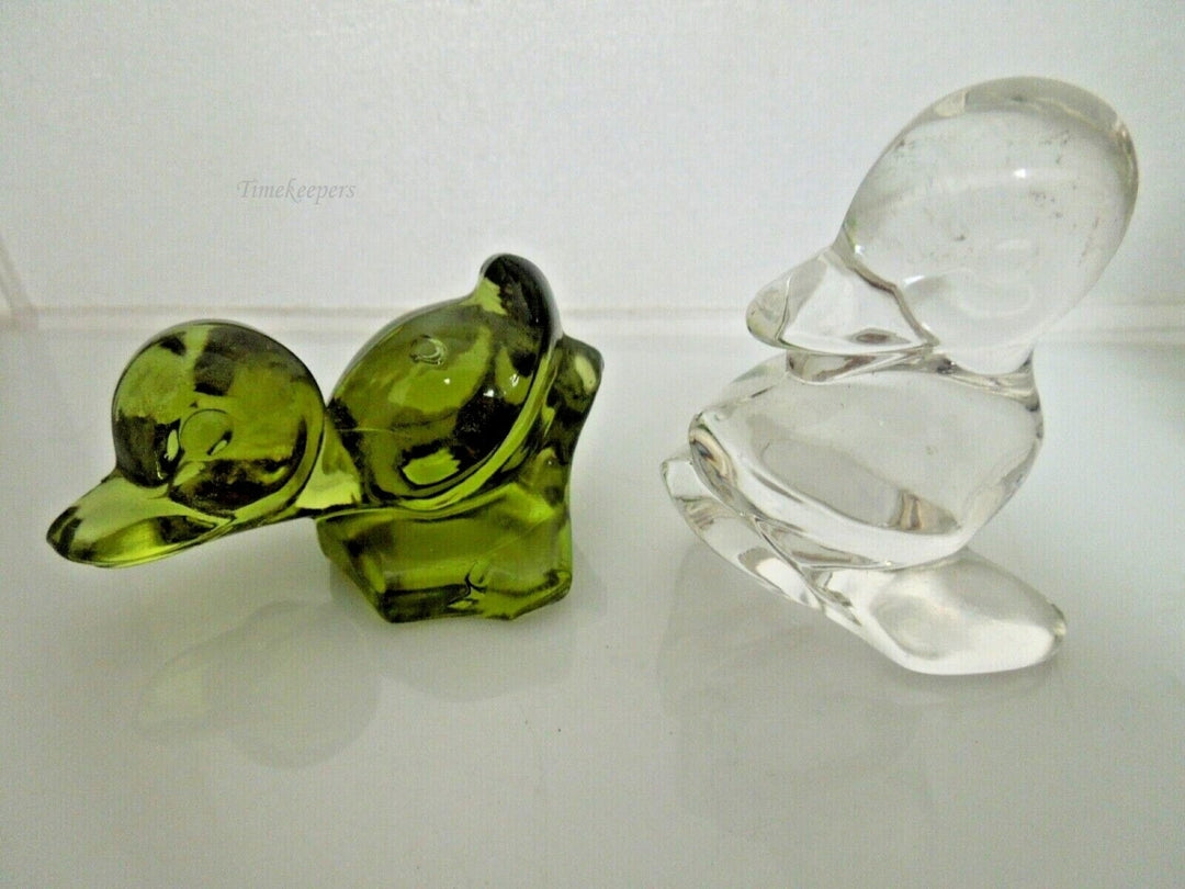 r566 Set of 2 Crystal Duck Paperweight Vintage Cute