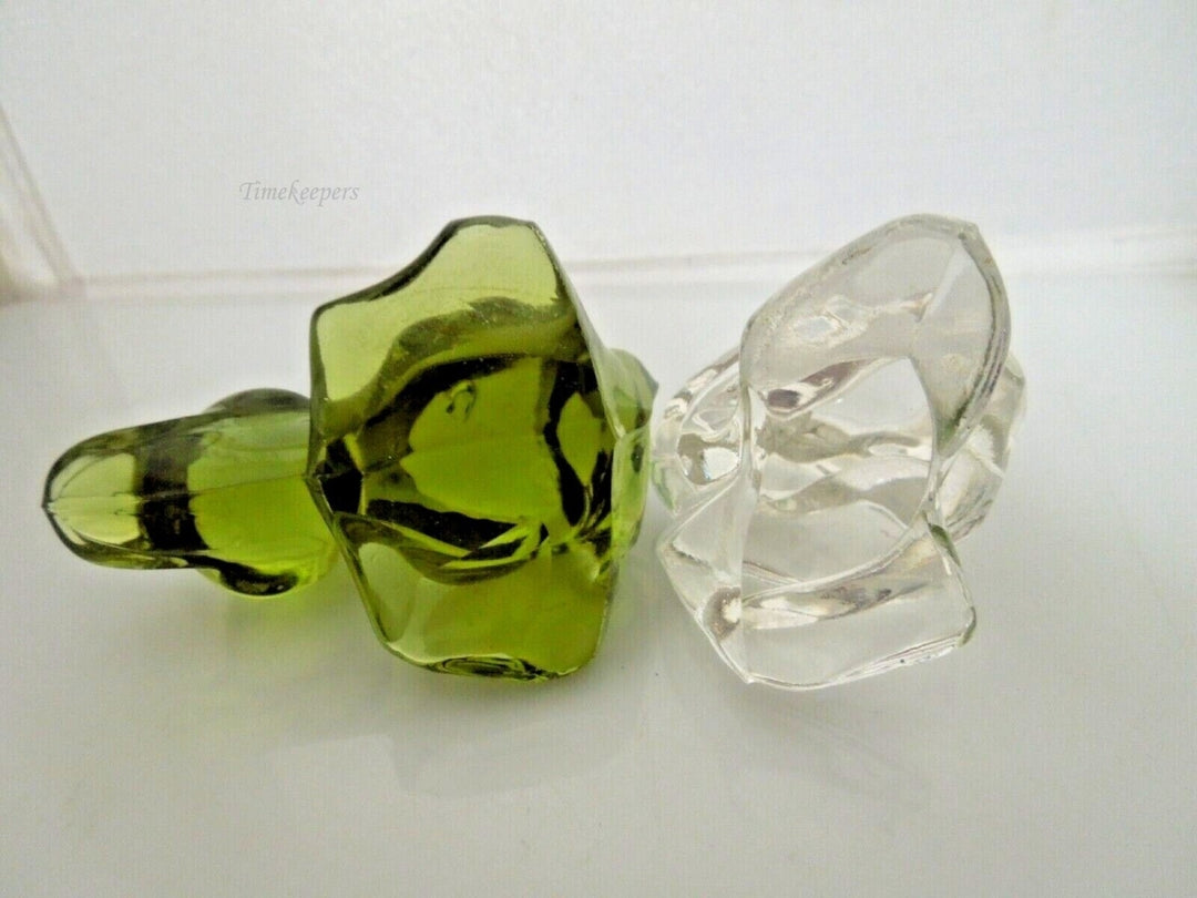 r566 Set of 2 Crystal Duck Paperweight Vintage Cute