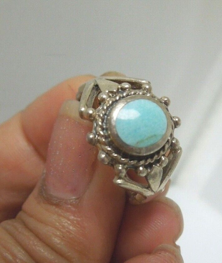 r458 Sterling Silver 925 Turquoise Ring Size 6.75(USA) Signed 4g