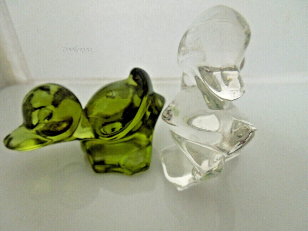 r566 Set of 2 Crystal Duck Paperweight Vintage Cute