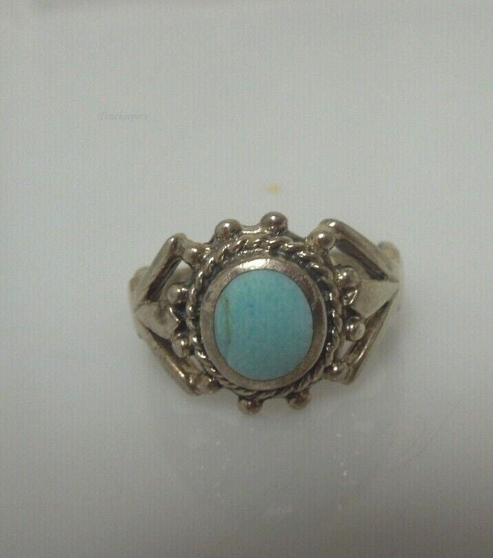 r458 Sterling Silver 925 Turquoise Ring Size 6.75(USA) Signed 4g