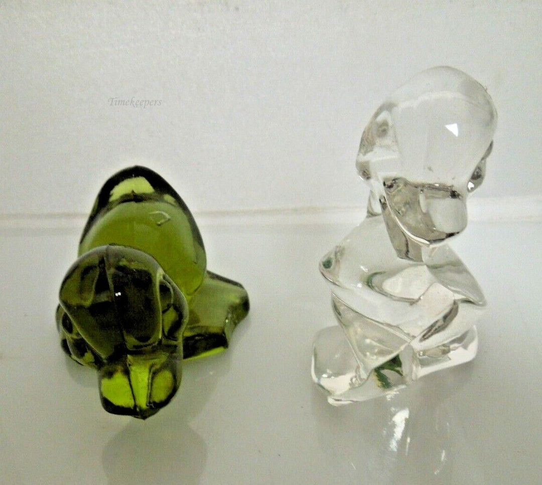 r566 Set of 2 Crystal Duck Paperweight Vintage Cute