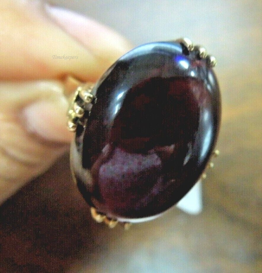 r818 14kt Yellow Gold Garnet Cabochon Ring Size 3.75(USA) Signed 7.8g