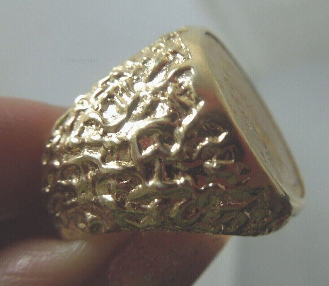 r508 Estate Antique 1927 22k-14k Yellow Gold Etched Liberty Coin Ring Size 7(USA) Signed 16g