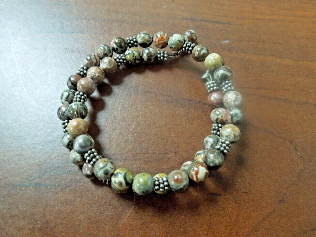 r313 Hand Crafted Wrap Around Bead Bracelet Stackable Shades Of Brown Beads