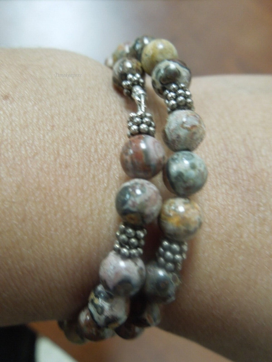 r313 Hand Crafted Wrap Around Bead Bracelet Stackable Shades Of Brown Beads