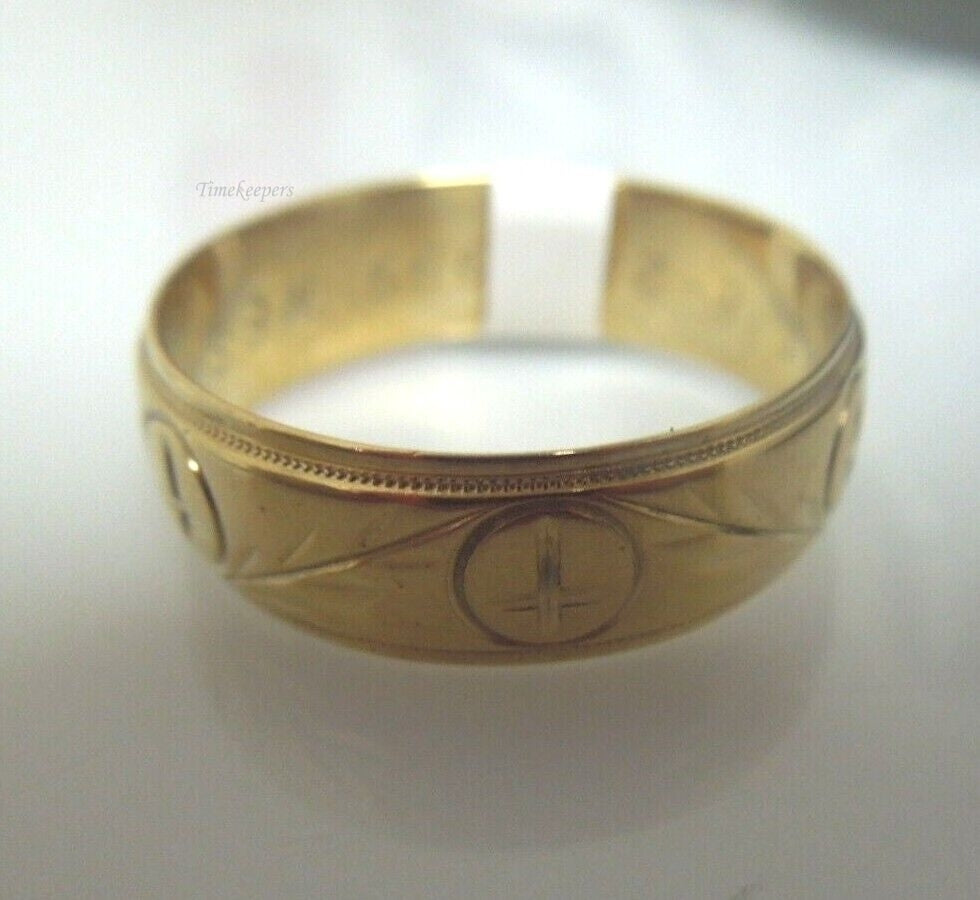 s053 Men's Christian Leaf and Cross Wedding Band 14k Yellow Gold 