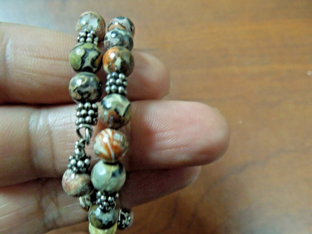 r313 Hand Crafted Wrap Around Bead Bracelet Stackable Shades Of Brown Beads