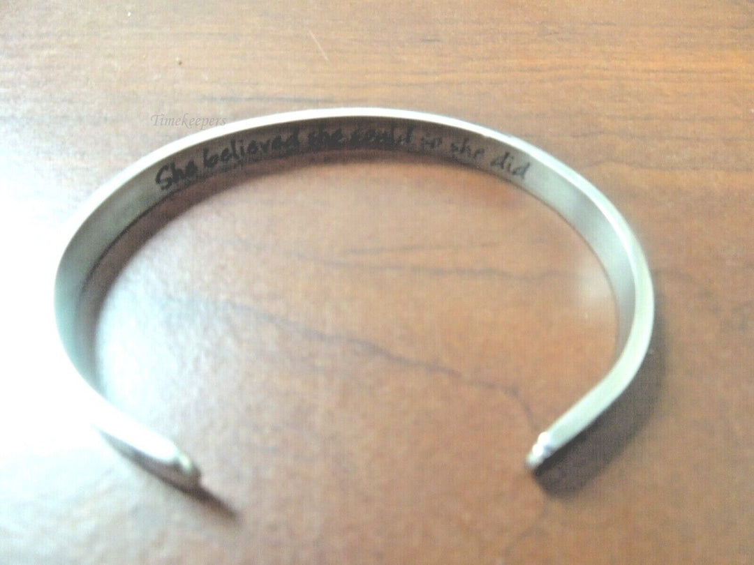 r314 Stainless Steel Silver Color Engraved Inspirational Cuff Bangle Bracelet "She Believed She Could so She Did"