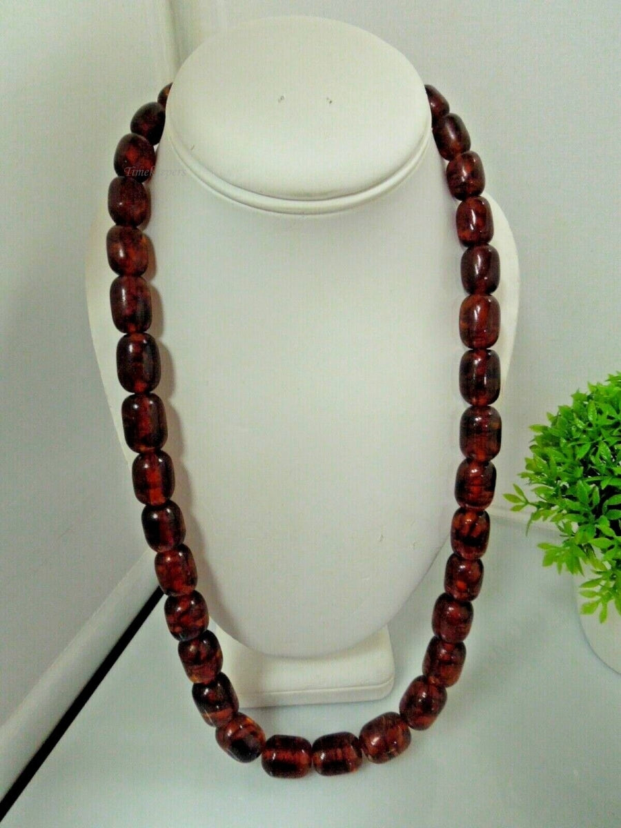 r597 Vintage Honey Amber Glass Graduated Beads Big Chunky Necklace 28"