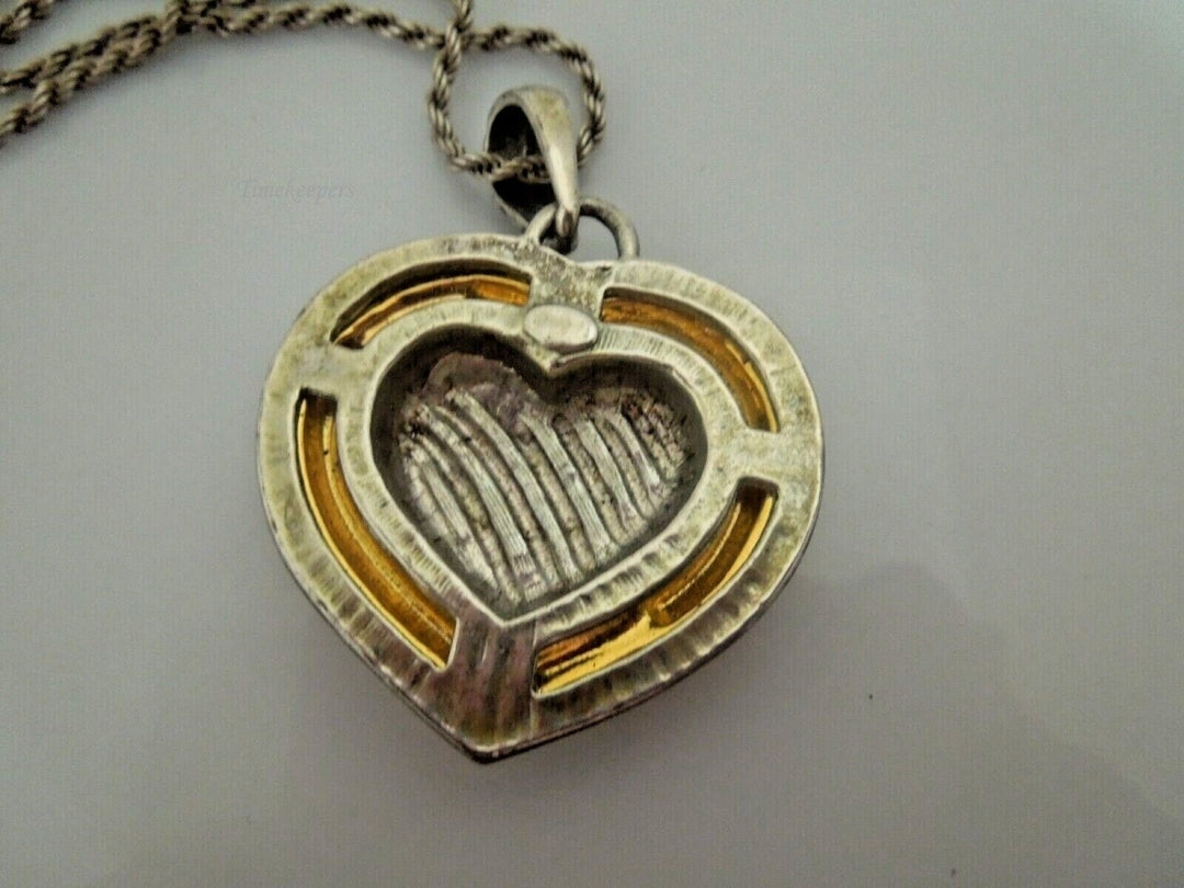 r862 Sterling Silver Italy Rope Chain and Silver Plated Heart Pendant Necklace