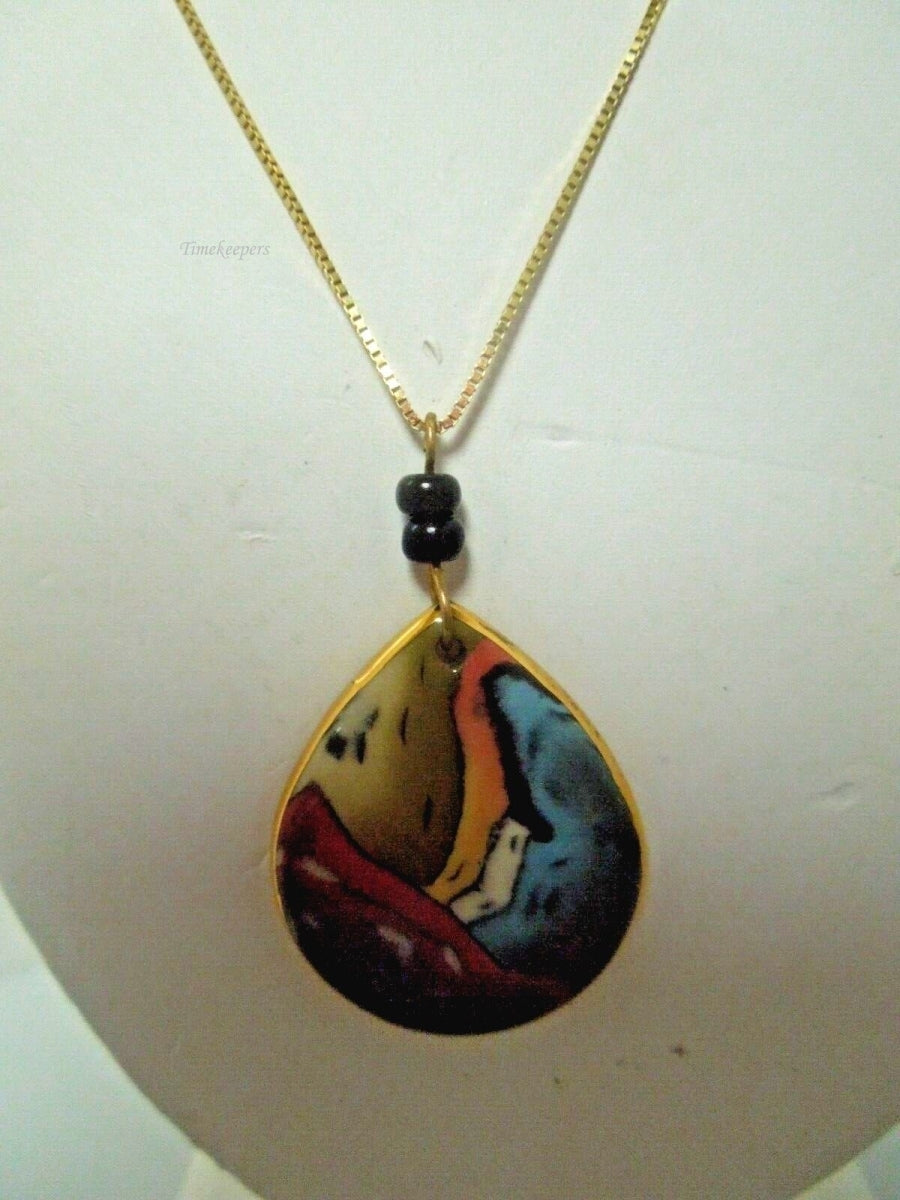 r869 Beautiful 14kt Solid Yellow Gold Chain and Gold Filled Water drop pendant Necklace 