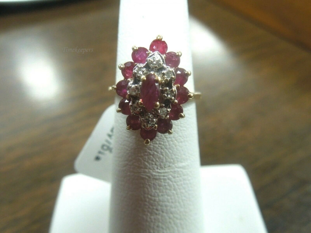 q646 10k Yellow Gold Ruby Diamond .04 cts Ring Size 5(USA)