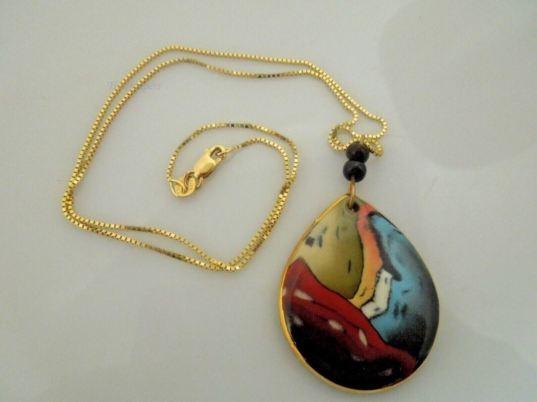 r869 Beautiful 14kt Solid Yellow Gold Chain and Gold Filled Water drop pendant Necklace 