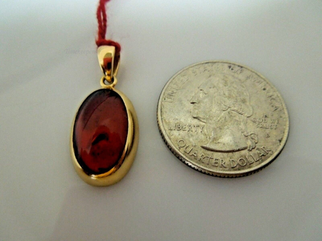 r943 14kt Yellow Gold Amber Pendant Hallmarked 