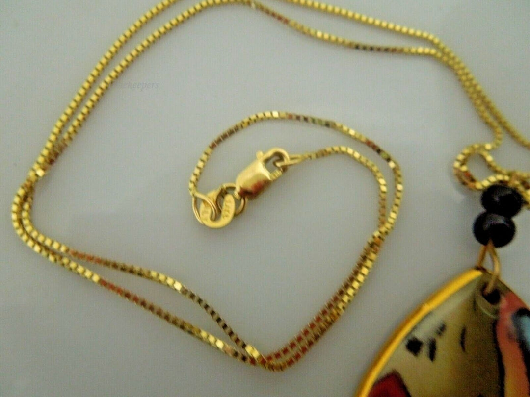 r869 Beautiful 14kt Solid Yellow Gold Chain and Gold Filled Water drop pendant Necklace 