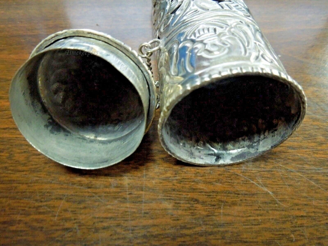 r756 Mid-19th Century Ornate Silver Scroll Holder, Moroccan Jewish Judaica Antique