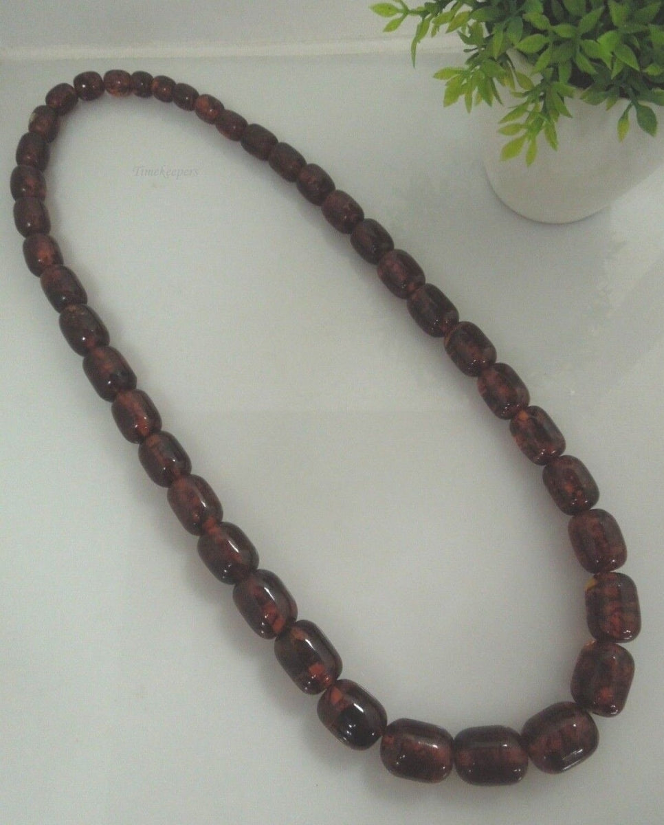 r597 Vintage Honey Amber Glass Graduated Beads Big Chunky Necklace 28"