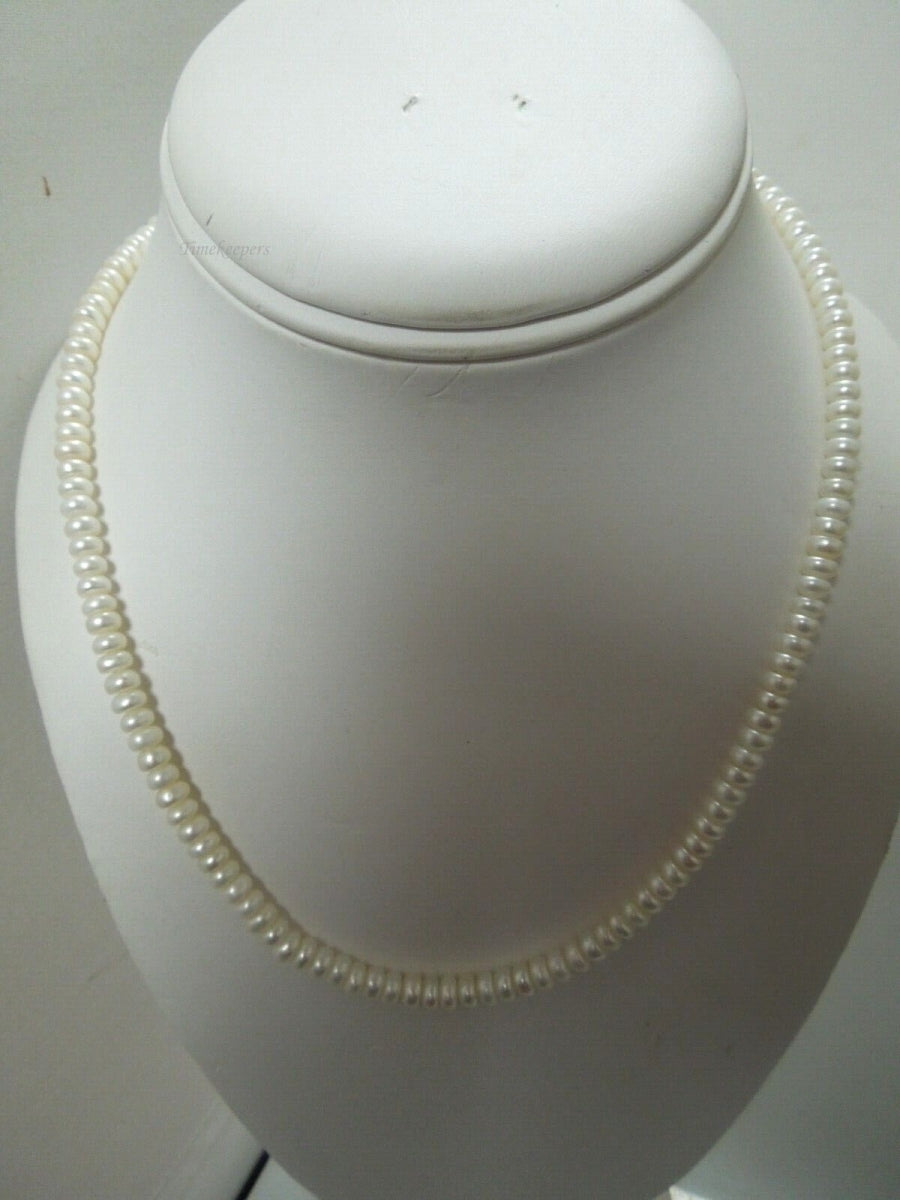 r535 10K Gold Clasp White Cultured 5mm Potato Baroque Pearl Necklace 17. 5" L