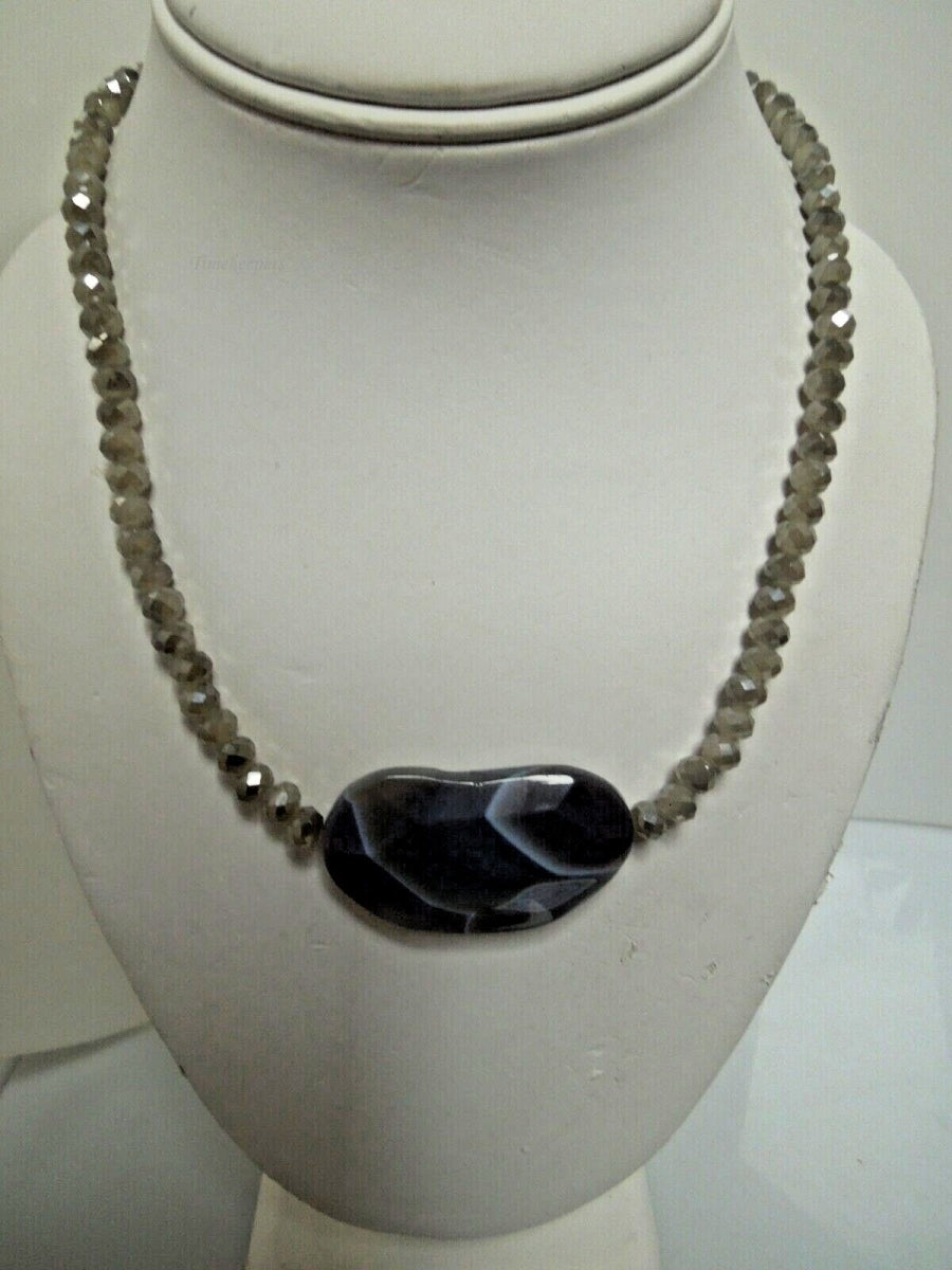 s027 Very Pretty Quartz Beaded Necklace 16"