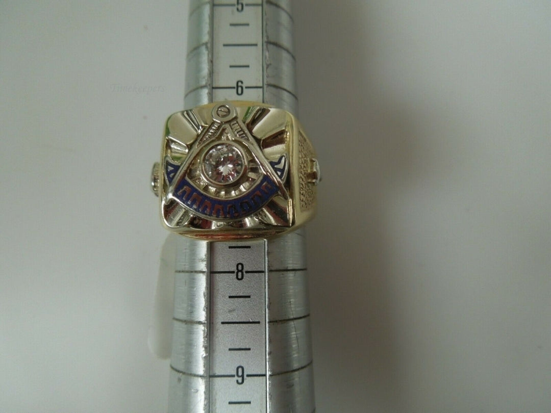 q973 Vintage 10kt White Yellow Gold Masonic Ring Size 7.25 (USA) 13.9g Stamped