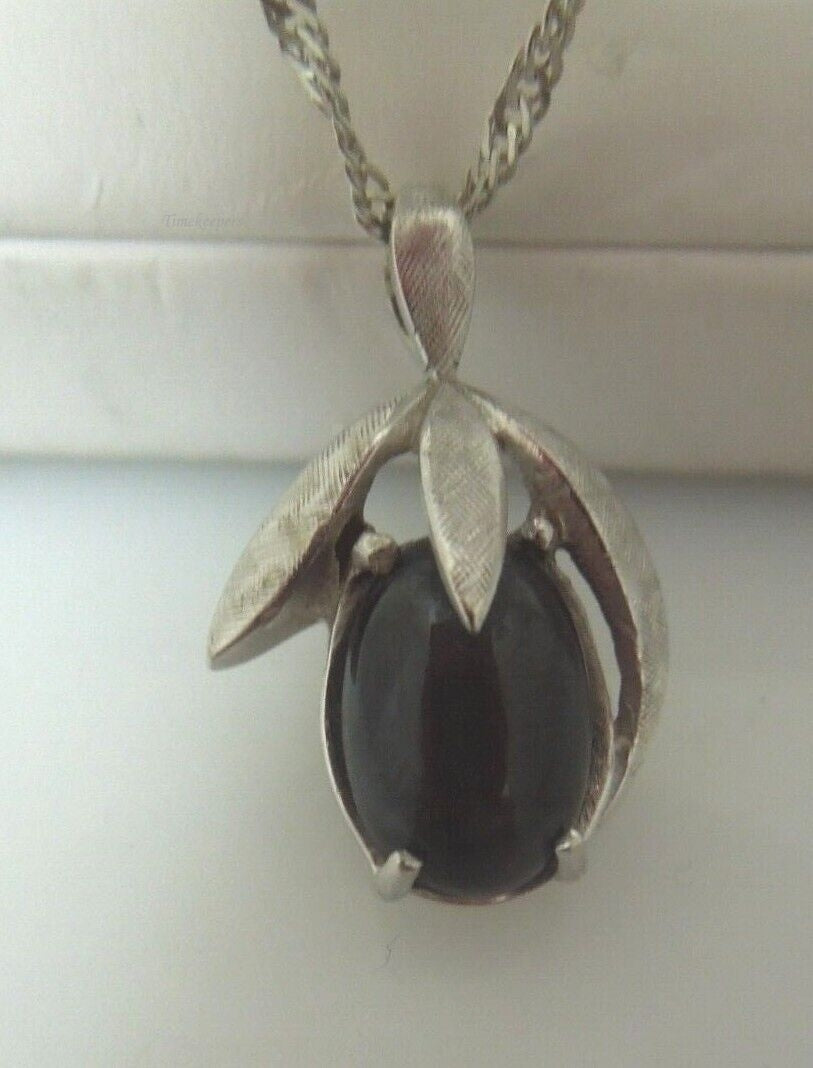 r722 Sterling Silver 925 Tiger Eye Pendant Chain Necklace Signed