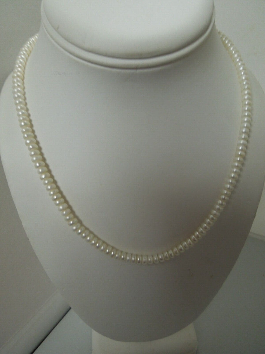 r535 10K Gold Clasp White Cultured 5mm Potato Baroque Pearl Necklace 17. 5" L