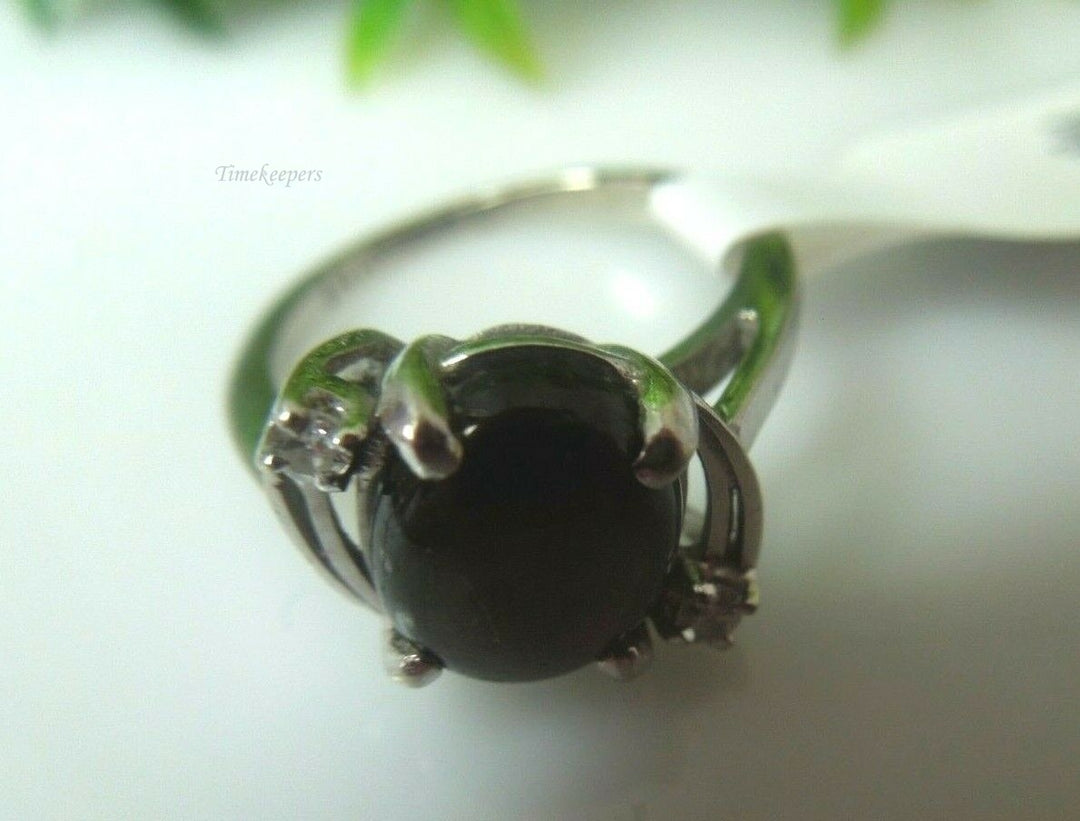 q647 14kt White Gold Tiger's Eye Ring Size 4.5(USA)