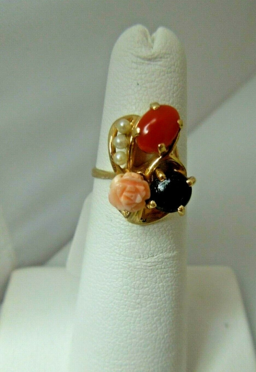 q648 14kt Yellow Gold Multi Stone Ring Size 5 (USA)