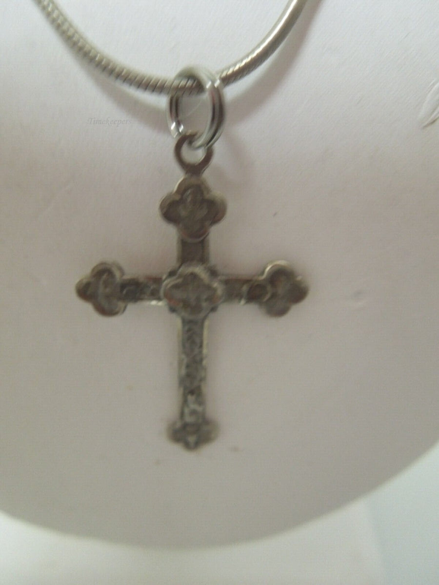 r723 Vintage Sterling Silver 925 Religious Antique Cross Pendant Necklace Signed