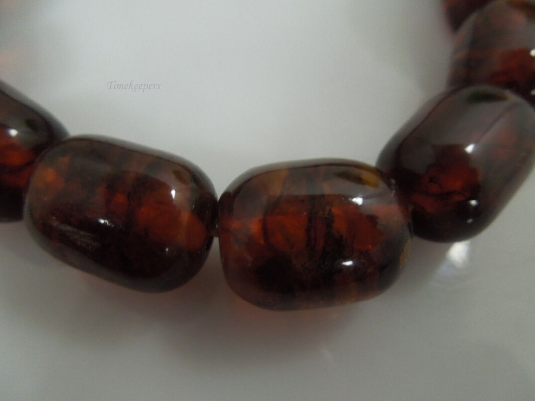 r597 Vintage Honey Amber Glass Graduated Beads Big Chunky Necklace 28"