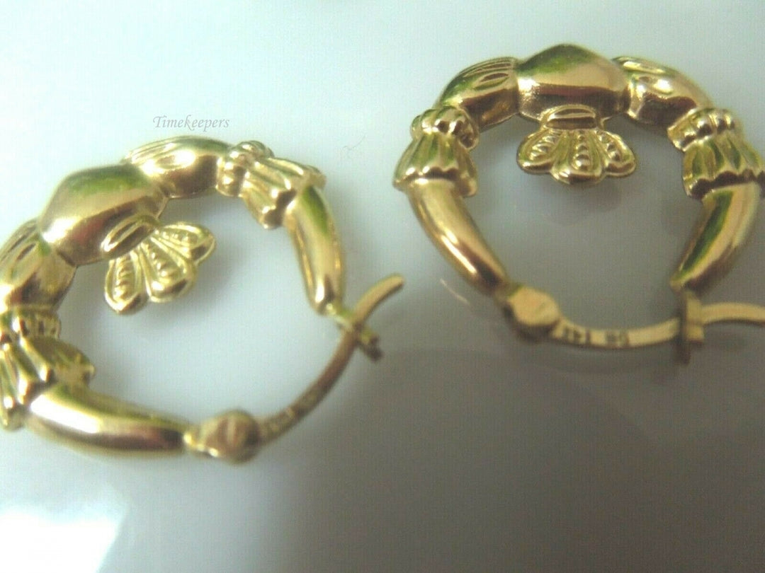 q588 14kt Yellow Gold Hoop Earrings Pretty