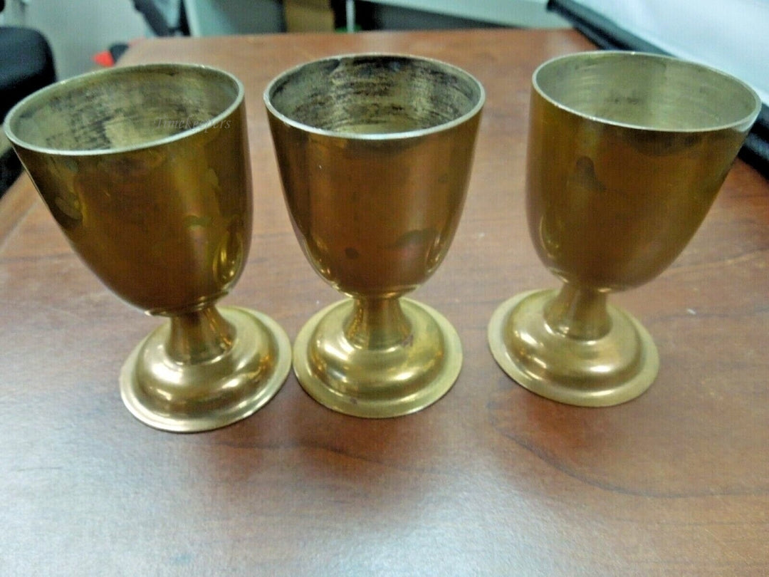 r320 Vintage Brass Mini Wine 2.75 Inch Goblets Lot Of 3