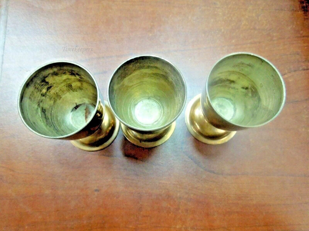 r320 Vintage Brass Mini Wine 2.75 Inch Goblets Lot Of 3