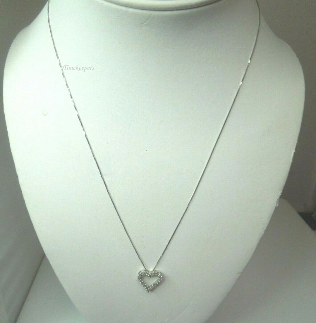 q628 14kt White Gold Diamond .15 cts Box Chain 18" Signed