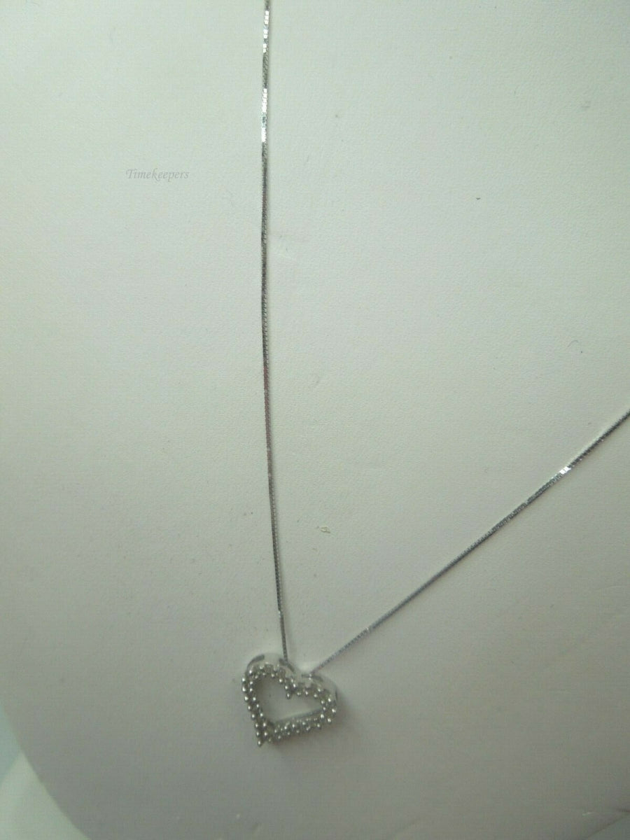 q628 14kt White Gold Diamond .15 cts Box Chain 18" Signed