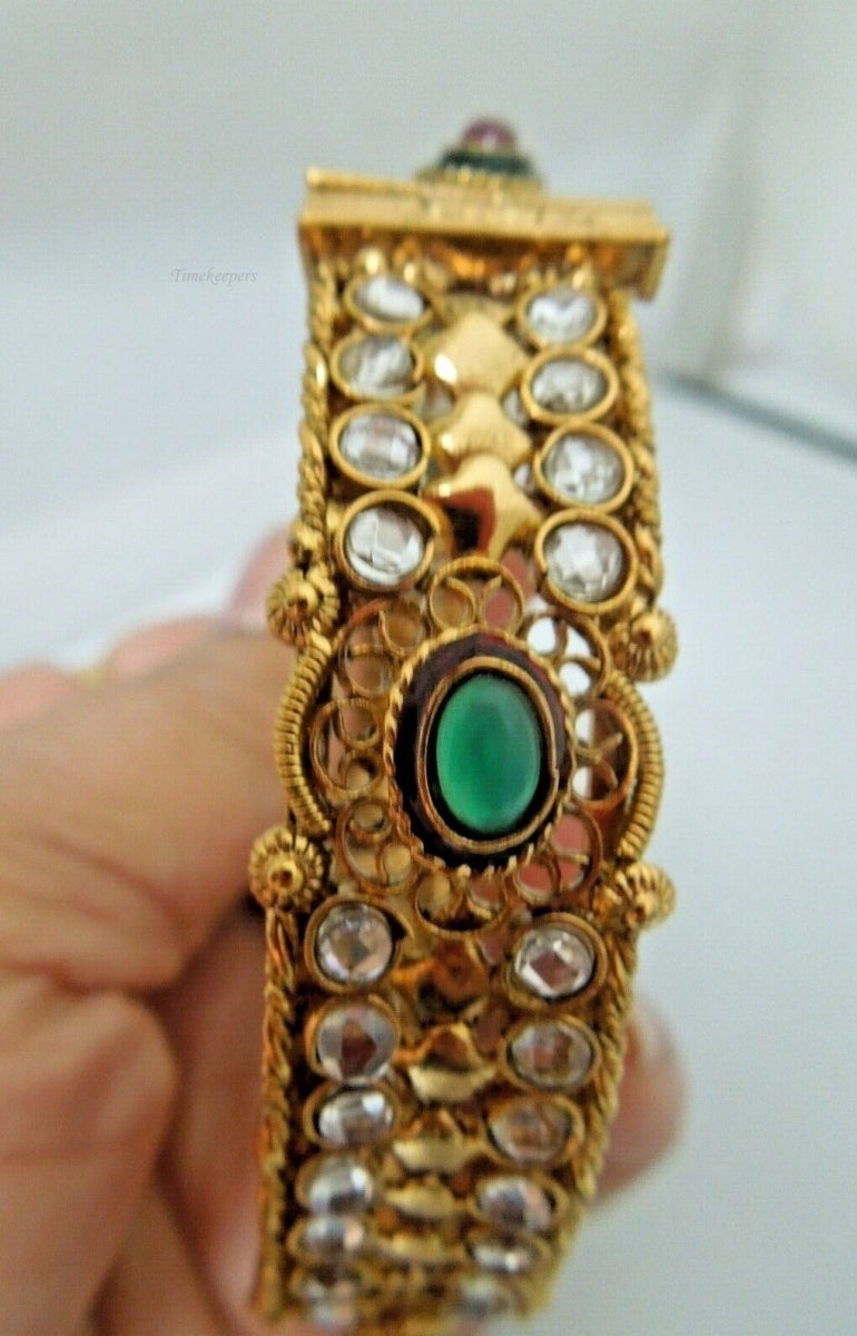 r649 Indian Bangles Kada Adjustable Bracelet Gold Filled Kundan