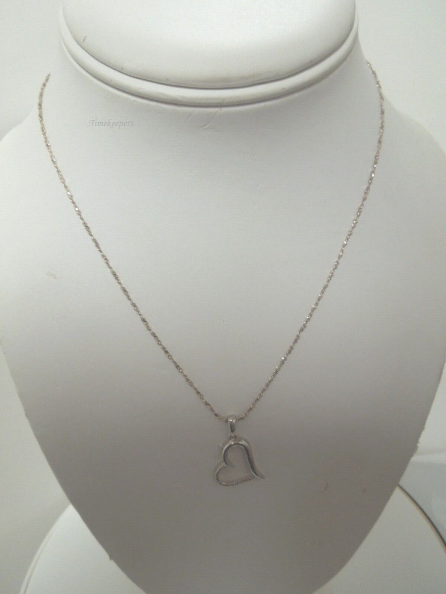 r997 Elegant Sterling Silver Open Heart Pendant Necklace 17"