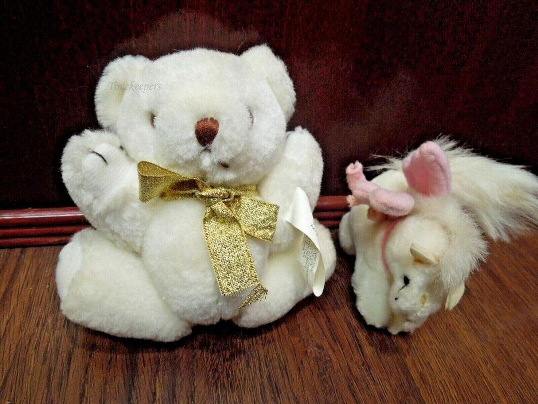 r277 Vintage Tiny Stuffed Plush White Tiny Teddy Bear and Pony Cute Small Plushies