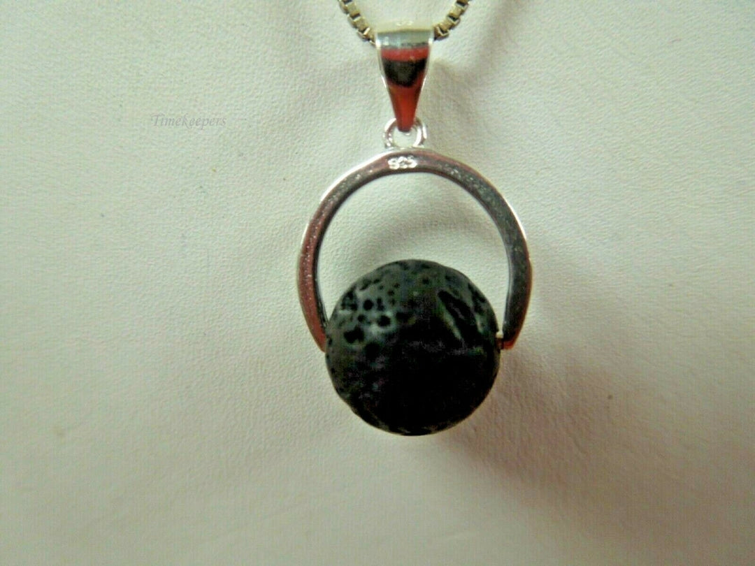 q781 Unique Black Lava Volcano Rock Sterling Silver Statement Necklace and Earrings Jewelry Set