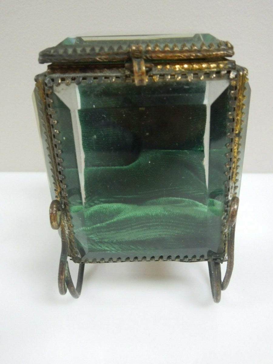 q888 Antique French Beveled Glass miniature Jewelry Box/ Pocket Watch holder/ or Vitrine Display Case (**Pocket Watch Not Included**)