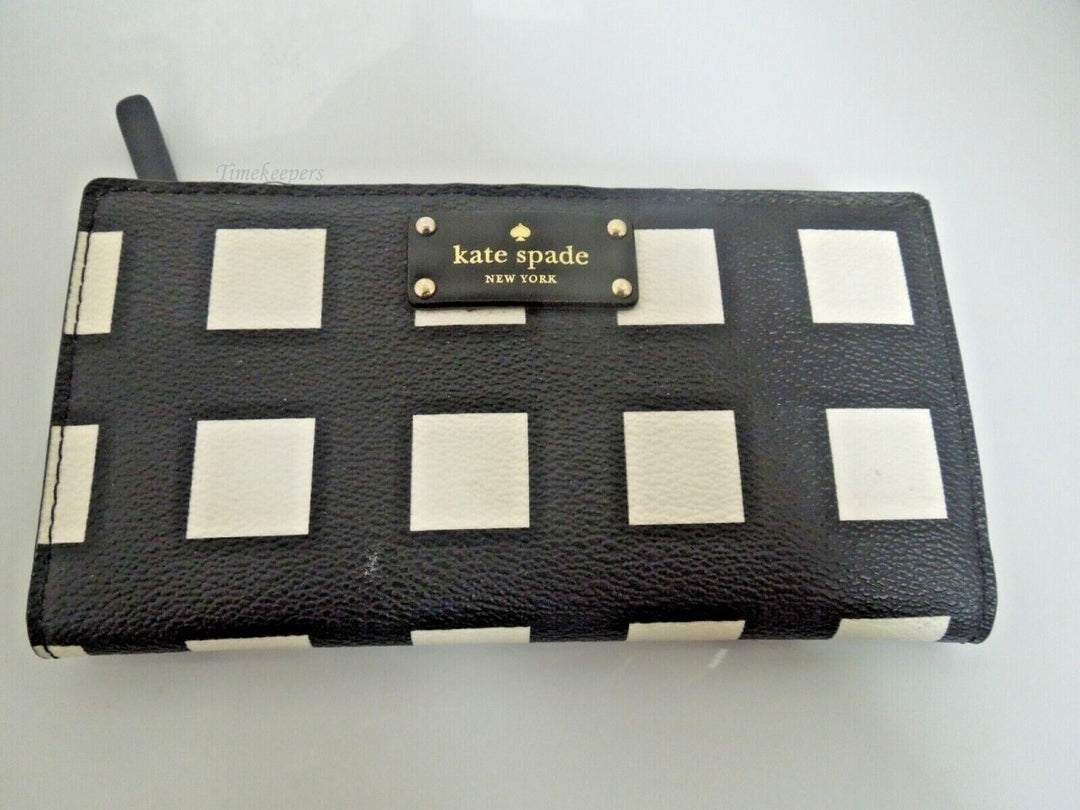 r970 Kate Spade Black White Checkered Wallet